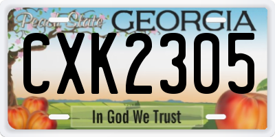 GA license plate CXK2305