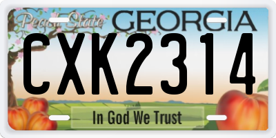 GA license plate CXK2314