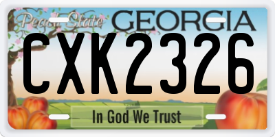 GA license plate CXK2326