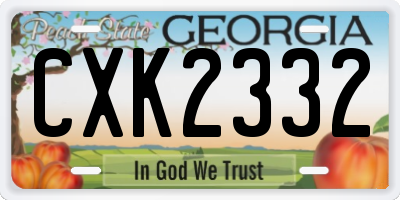 GA license plate CXK2332