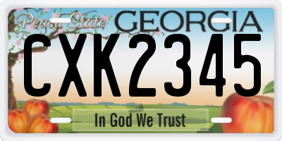 GA license plate CXK2345