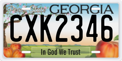 GA license plate CXK2346