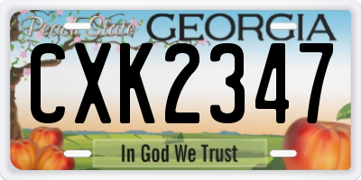 GA license plate CXK2347