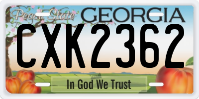 GA license plate CXK2362
