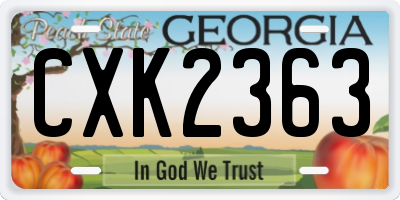 GA license plate CXK2363