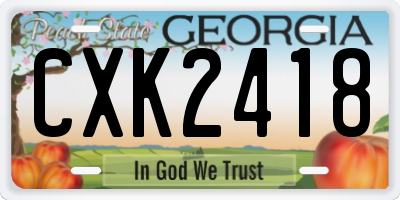 GA license plate CXK2418