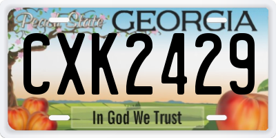 GA license plate CXK2429