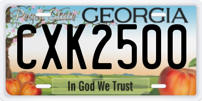 GA license plate CXK2500