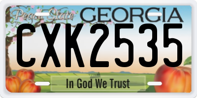 GA license plate CXK2535