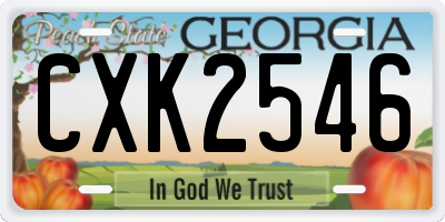 GA license plate CXK2546