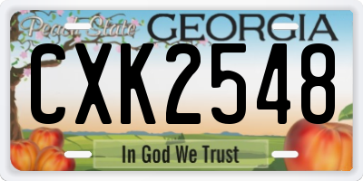 GA license plate CXK2548