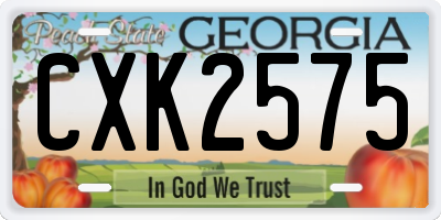 GA license plate CXK2575