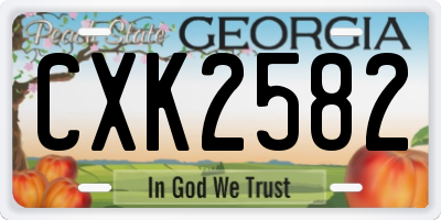 GA license plate CXK2582