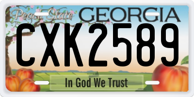 GA license plate CXK2589