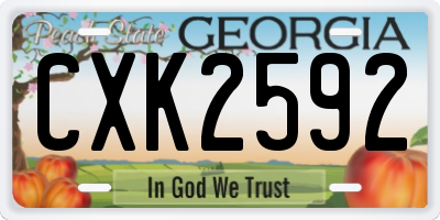 GA license plate CXK2592