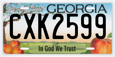 GA license plate CXK2599