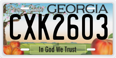 GA license plate CXK2603