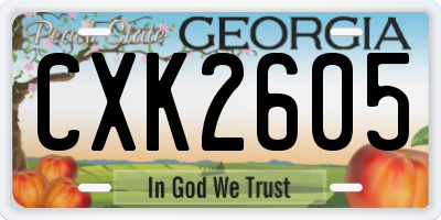 GA license plate CXK2605