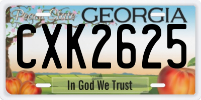 GA license plate CXK2625