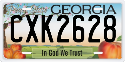 GA license plate CXK2628