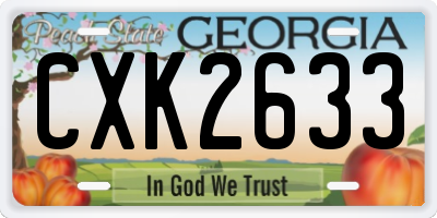 GA license plate CXK2633