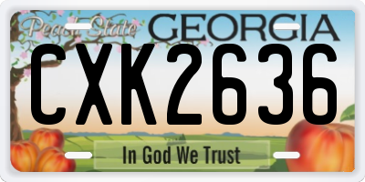 GA license plate CXK2636