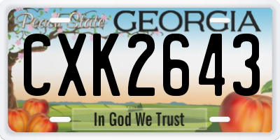 GA license plate CXK2643