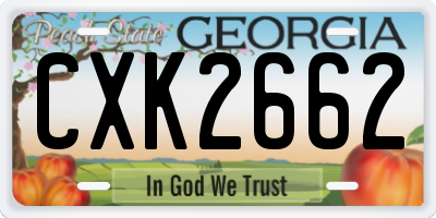 GA license plate CXK2662
