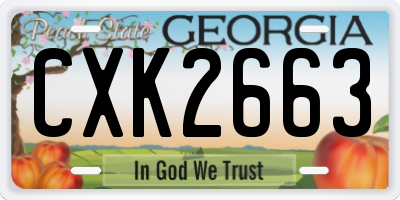 GA license plate CXK2663