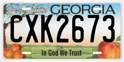 GA license plate CXK2673