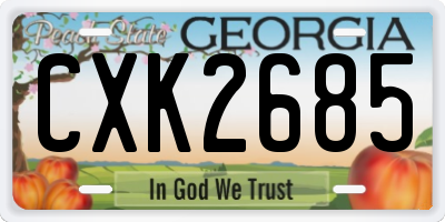 GA license plate CXK2685