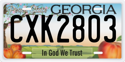 GA license plate CXK2803