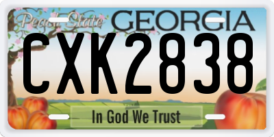 GA license plate CXK2838
