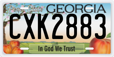 GA license plate CXK2883