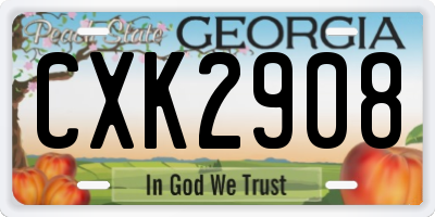 GA license plate CXK2908