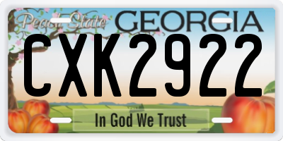 GA license plate CXK2922