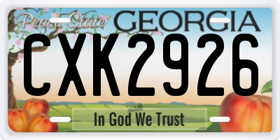 GA license plate CXK2926