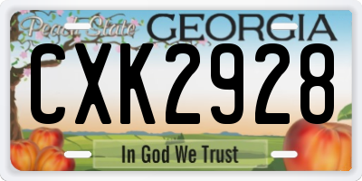 GA license plate CXK2928