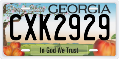 GA license plate CXK2929