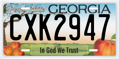 GA license plate CXK2947