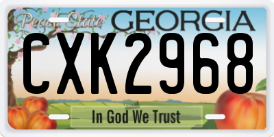 GA license plate CXK2968