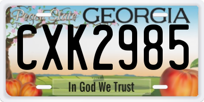 GA license plate CXK2985