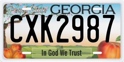 GA license plate CXK2987