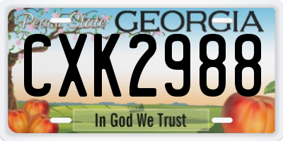 GA license plate CXK2988