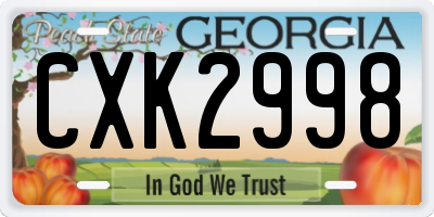 GA license plate CXK2998