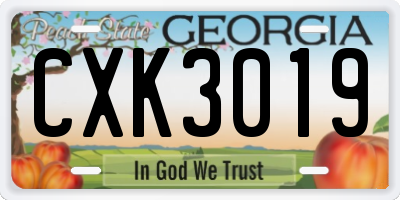 GA license plate CXK3019