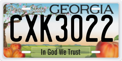 GA license plate CXK3022