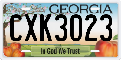 GA license plate CXK3023