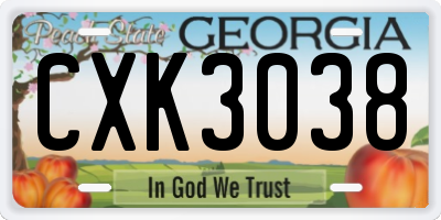 GA license plate CXK3038