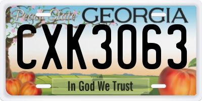 GA license plate CXK3063